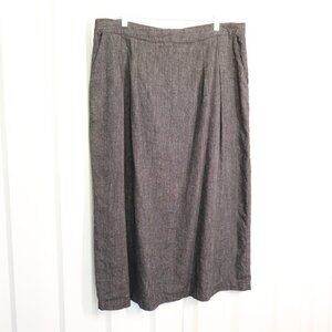 Poetry Women's Light Black Midi Skirt Linen Cotton Wool Pockets Size 16